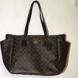 Coach brown/black large tote shoulder bag